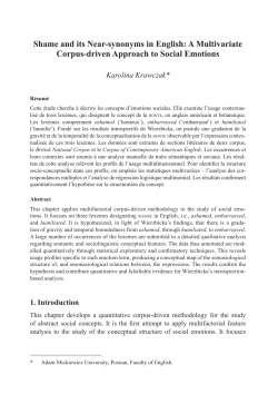 Shame and its Near-synonyms in English: A Multivariate Corpus