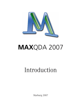 MAXQDA 2007 Introduction