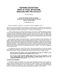 Defining Deception - Yoga, Mysticism, New Age, Occult