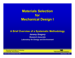 Materials Selection for Mechanical Design I