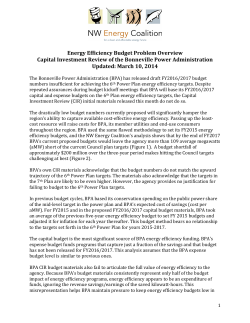 NW Energy Coalition`s analysis of BPA`s efficiency budget