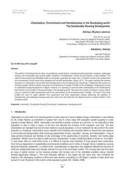 Urbanization, Environment and Homelessness in the Developing