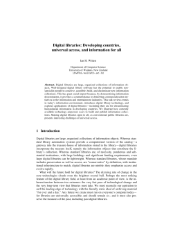 Digital libraries: Developing countries, universal access, and