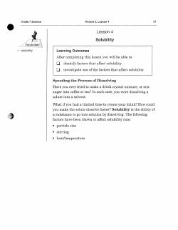 Lesson 4 Solubility