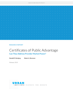 Certificates of Public Advantage