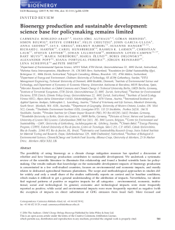 Bioenergy production and sustainable development: science base