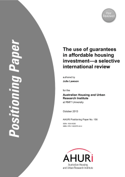 The use of guarantees in affordable housing investment&mdash;a