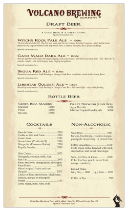 Draft Beer - Volcano Brewing Company