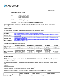 HOLIDAY SCHEDULE &ndash; Memorial Day May 30, 2016