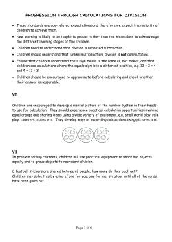 PROGRESSION THROUGH CALCULATIONS FOR DIVISION YR Y1