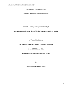 ARABIZI: A WRITING VARIET WORTH LEARNING