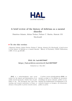 A brief review of the history of delirium as a mental disorder