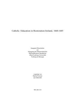 Catholic Education in Restoration Ireland, 1660-1685