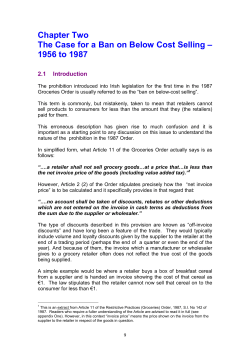 Chapter Two The Case for a Ban on Below Cost Selling &ndash; 1956 to