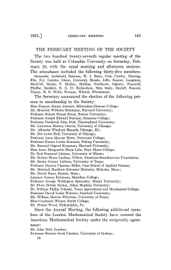 The February meeting of the Society