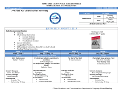 AUGUST 2, 2013 - Language Arts and Reading - Miami