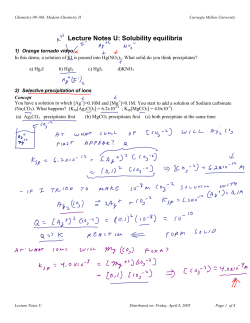 Lecture Notes U: Solubility equilibria