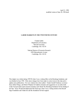LABOR MARKETS IN THE TWENTIETH CENTURY