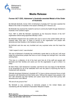 Media Release - Alzheimer`s Australia
