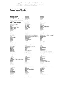 Topical List of Entries