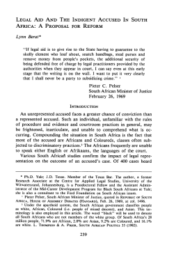 Legal Aid and the Indigent Accused in South Africa