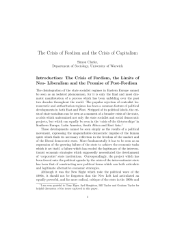 The Crisis of Fordism and the Crisis of Capitalism