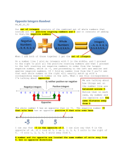 Opposite Integers Handout