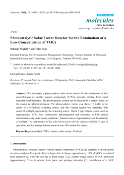 Photocatalytic Solar Tower Reactor for the Elimination of a Low
