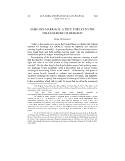 same-sex marriage: a true threat to the free exercise of religion