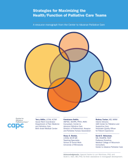 Strategies for Maximizing the Health/Function of Palliative