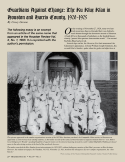 Guardians Against Change: The Ku Klux Klan in Houston and Harris