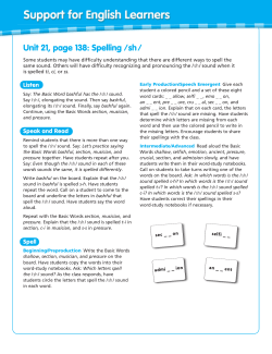 Unit 21, page 138: Spelling / sh /