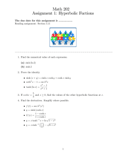 Math 202 Assignment 1: Hyperbolic Fuctions