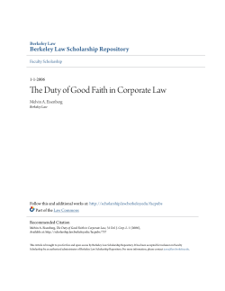 The Duty of Good Faith in Corporate Law