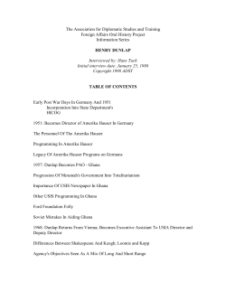 Dunlap, Henry - Association for Diplomatic Studies and Training