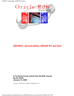 DISTINCT, derived tables, GROUP BY and Sort