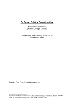 On Cuban Political Exceptionalism - Nuffield College