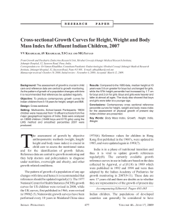 Cross-sectional Growth Curves for Height, Weight and Body Mass