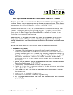BAP Logo Use and/or Product Claims Rules for Production Facilities