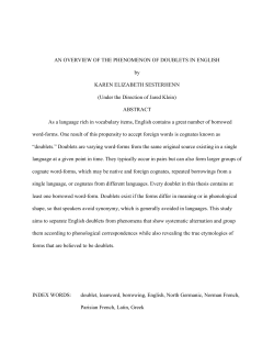 AN OVERVIEW OF THE PHENOMENON OF DOUBLETS IN