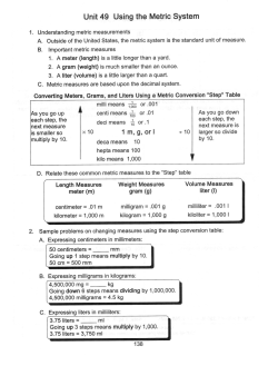 Unit 49 Using the Metric System