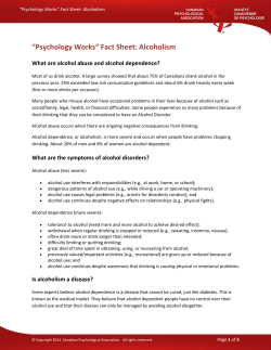 Alcoholism - Canadian Psychological Association