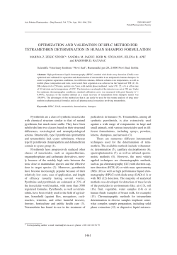 optimization and validation of hplc method for tetramethrin