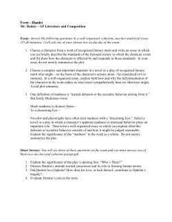 Exam&mdash;​Hamlet Mr. Dainty&mdash;AP Literature and Composition Essay
