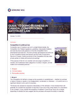 Guide to Doing Business in Canada: Competition and antitrust law