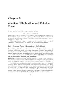 Chapter 5 Gau&szlig;ian Elimination and Echelon Form