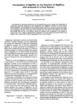 Precipitation of Mg(OH)2 by the Reaction of Mg