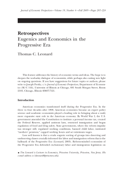 Eugenics and Economics in the Progressive Era