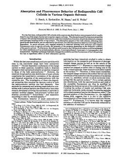Absorption and Fluorescence Behavior of Redispersible CdS