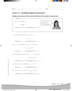 Lesson 7.3 Simplifying Algebraic Expressions